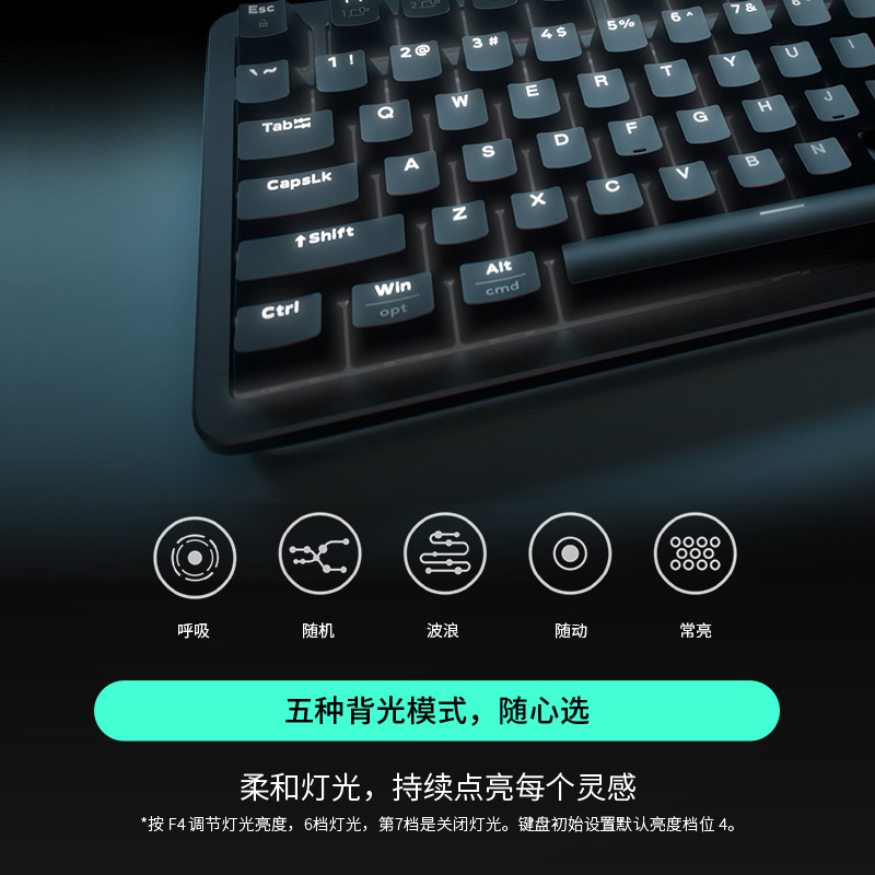 罗技K848有线机械键盘典雅黑Gasket缓震五彩背光客制化设计98键高清大图
