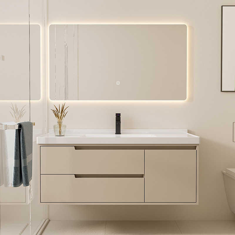 (送入户安装)汉德斯科卫浴柜浴室柜组合实木智能镜柜一体陶瓷盆吊柜挂墙式家用卫生间洗漱台洗脸盆洗手盆柜6042高清大图