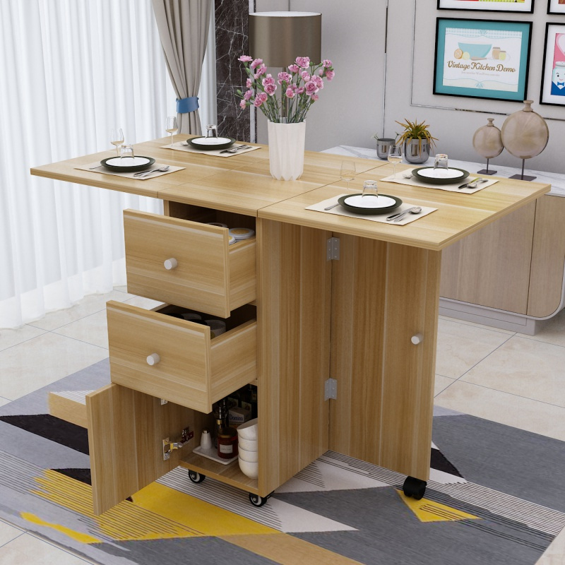 折叠餐桌家用小户型可移动伸缩长方形简易多功能餐桌吃饭桌4人6人视频