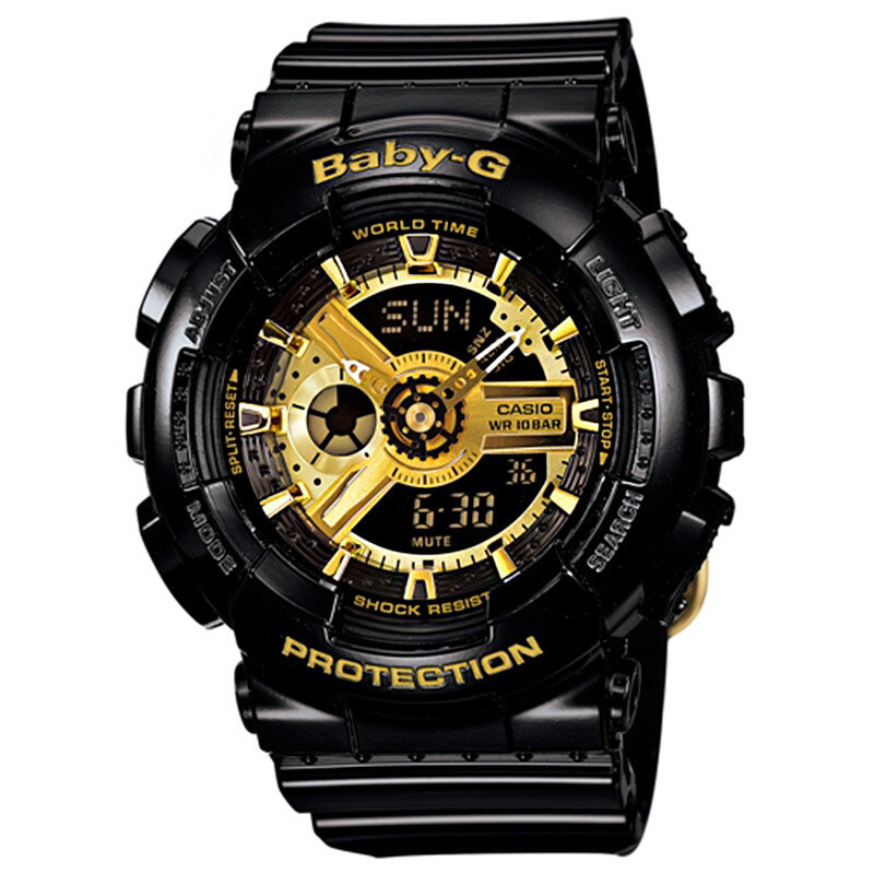卡西欧(CASIO)手表 BABY-G系列潮流运动魔金双显女表BA-110-1A