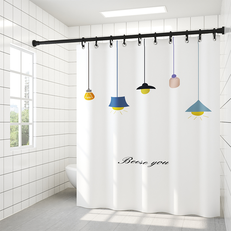 浴室防水浴帘套装免打孔防霉防水布浴帘杆卫生间隔断帘防水加厚