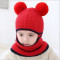 女宝宝帽子围脖2-5岁儿童毛线帽男童加绒骑车护耳脸帽子一体秋冬