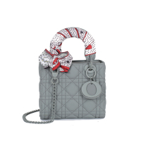 欧美时尚磨砂单肩斜挎真皮女包d家戴妃包2021年新款mini迷你小号_453_535 灰色小号+专柜礼盒发货