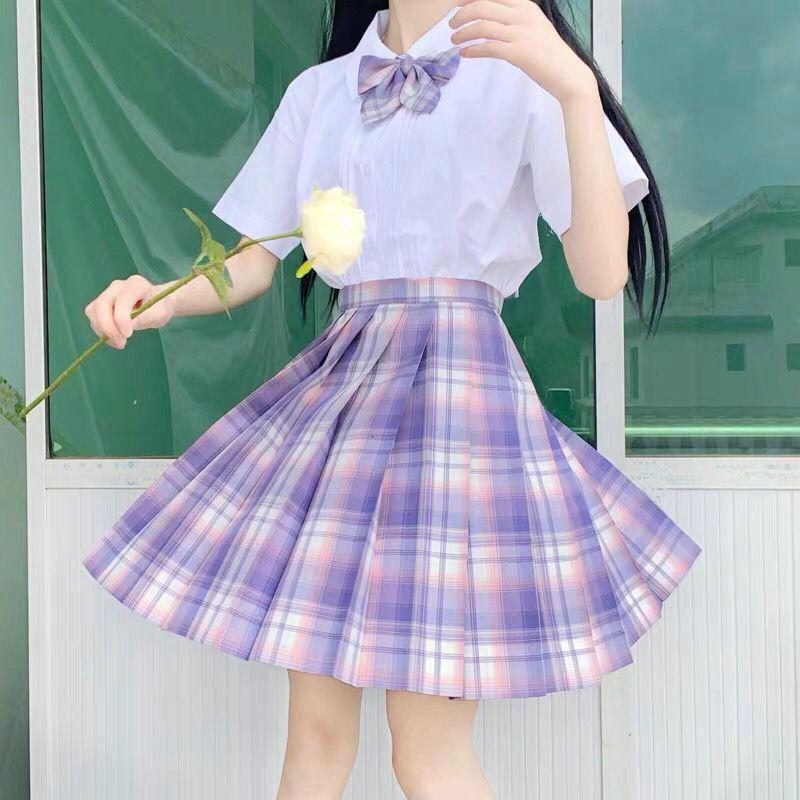 日本コレクション本物のオーソドックスなJKチェック柄スカートミドルカード学生JKユニフォーム優しいナイフセーラー服プリーツスカートスーツ_719_302XS推奨65-75キャティ星野[白いシャツ+チェック柄スカート+蝶ネクタイ]航空機ボックス