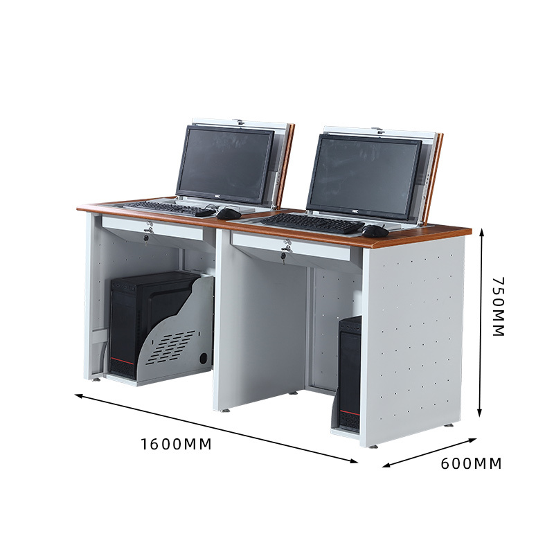 臻远 ZY-FZZC-08 翻转桌显示器隐藏式培训桌 002胡桃色 1600*600*750
