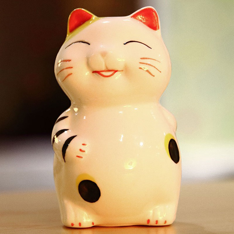 猫小摆件 陶瓷手绘迷你小猫生日创意家居摆件开业送礼 三维工匠 胖阿福