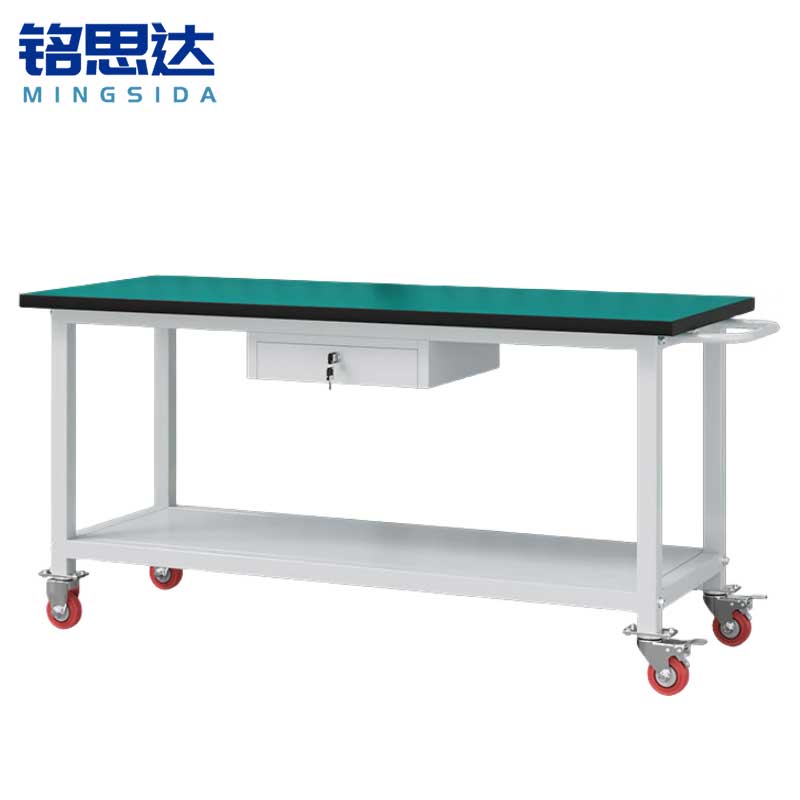 铭思达轻型防静电工作台双层150*60*75cm(带轮)张高清大图