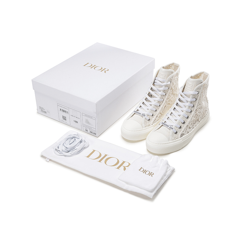 迪奥dior女士织物walkndior高帮镂空系带休闲运动鞋板鞋帆布鞋kck354