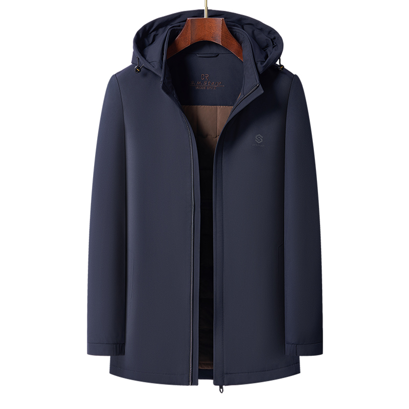 恒源祥棉衣男夹克中老年爸爸装加厚棉服秋冬季桑蚕丝连帽棉袄外爸高清大图