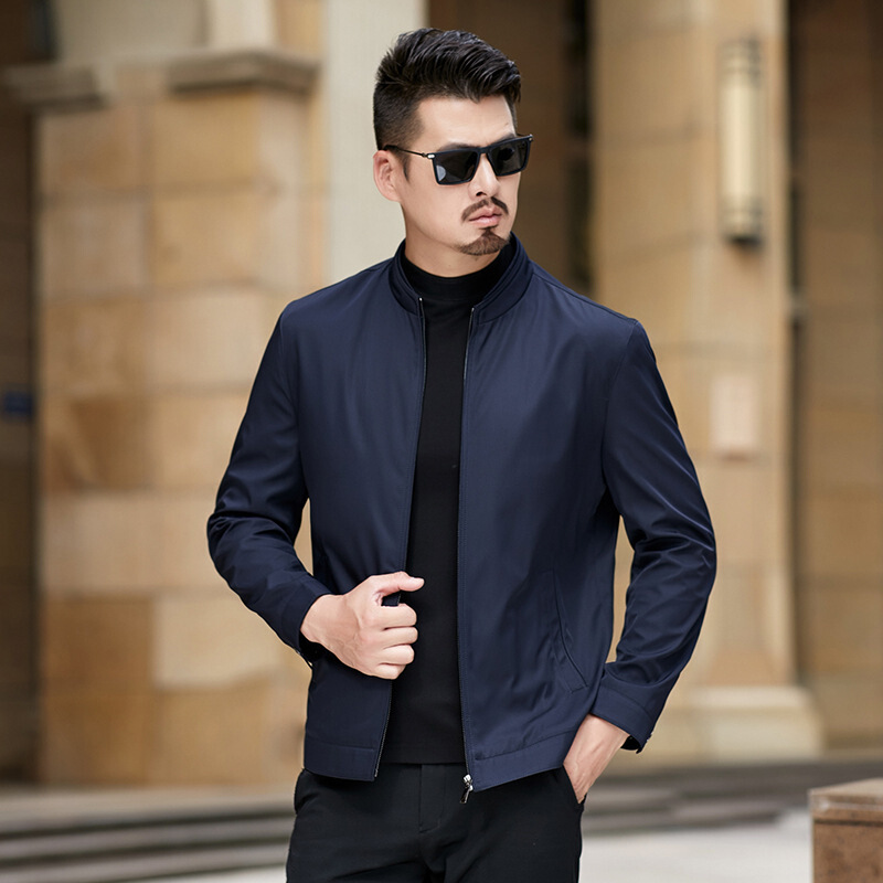 2020热卖帅气百搭男春新款款中年男士拉链夹克男装商务休闲宽松经典