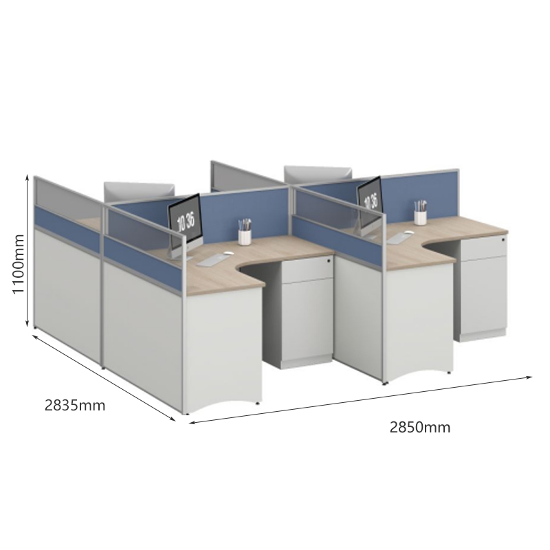 臻远ZYGW-089职员桌办公桌屏风工作卡位 T型四人位高清大图