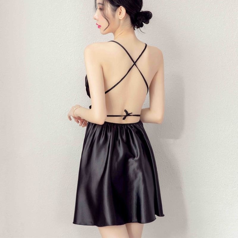 长夜漫漫情趣内衣女性感睡衣大码睡裙挂脖系带家居服套装qqny1189高清大图