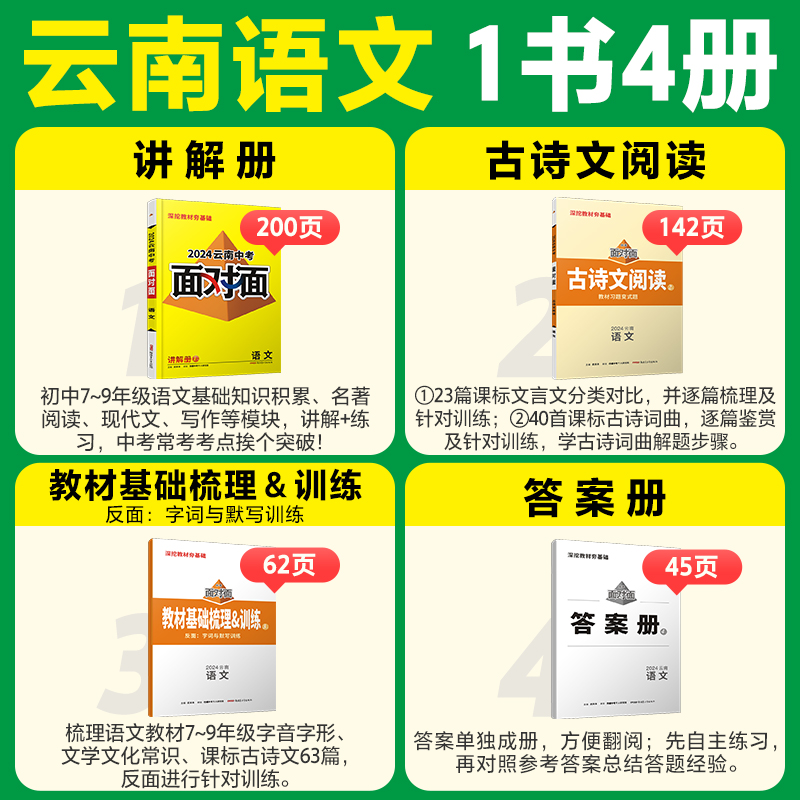 语文 云南省 [正版]2024云南语文面对面初三总复习全套资料七八九年级初三语文模拟题训练历年中真题卷辅导书资料万维教育高清大图