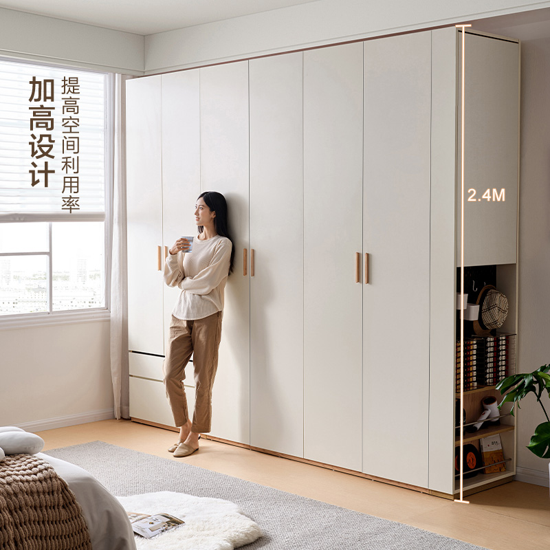 全友家居现代简约卧室北欧风衣柜衣橱L灯大衣柜加高衣柜高清大图