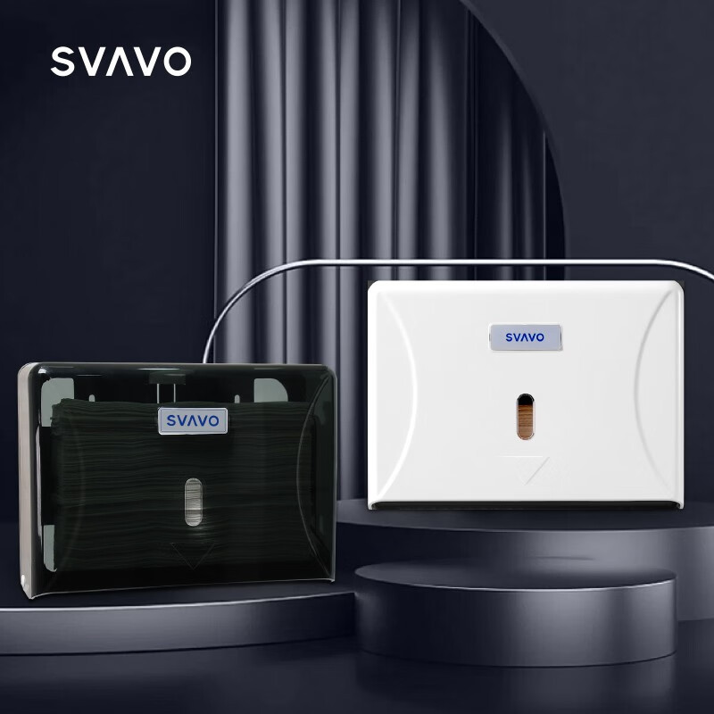瑞沃(SVAVO)擦手纸盒免打孔酒店卫生间纸巾盒壁挂家用厨房吸油纸盒挂墙抽纸盒 V-TH12白色单位:个高清大图