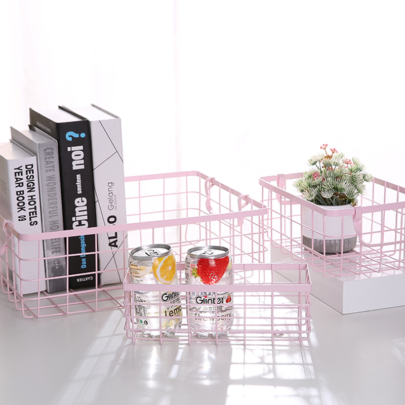 家柏饰(CORATED)北欧ins收纳篮铁艺桌面收纳盒收纳浴室化妆品零食储物收纳筐高清大图