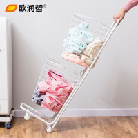 欧润哲(ORANGE) 白色大容量分类脏衣篮 带轮可移动衣服收纳筐 金属收纳层车 洗衣篓洗涤篮子收纳篮 600098