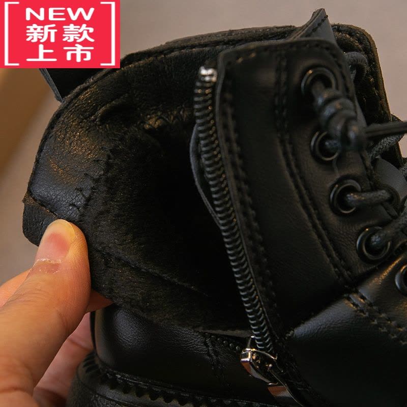 可莉允女童靴子2022冬季新款儿童鞋子马丁靴加绒二棉短靴洋气皮靴英伦风图片