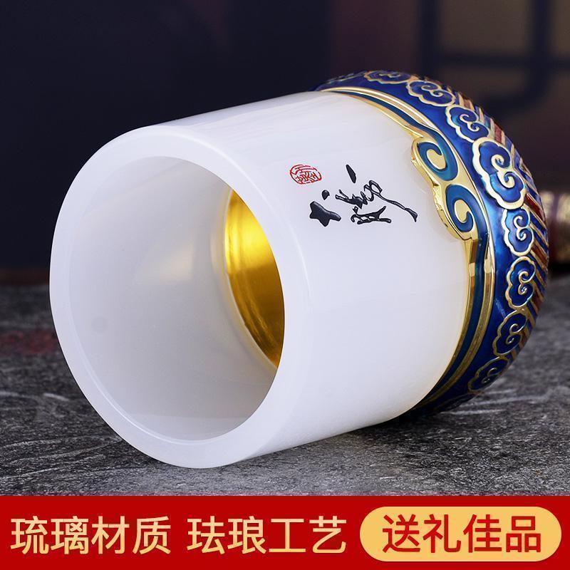 琉璃玉笔筒摆件教师节送老师创意实用办公室书房装饰商务礼品_712