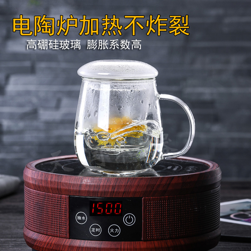 耐热加厚玻璃杯花茶杯泡茶杯过滤内胆办公杯家用水杯 三维工匠 加厚小鸭嘴450三件杯高清大图