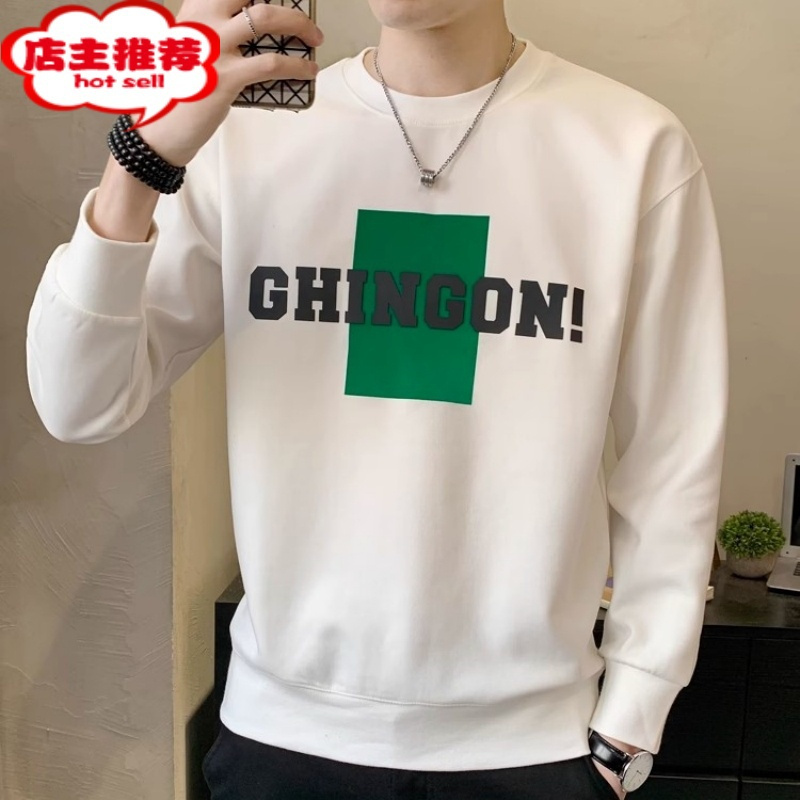 SHANCHAO潮牌中山卫衣男士2023新款潮流百搭印花长袖t恤打底衫