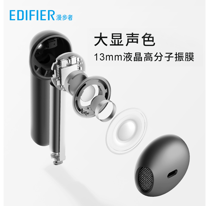 EDIFIER/漫步者 X-Pods Innersect合作款 真无线半入耳式蓝牙耳机亮黑色限量款 亮黑色
