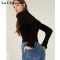 拉夏贝尔专柜cies新款修身显瘦韩版套头荷叶袖打底针