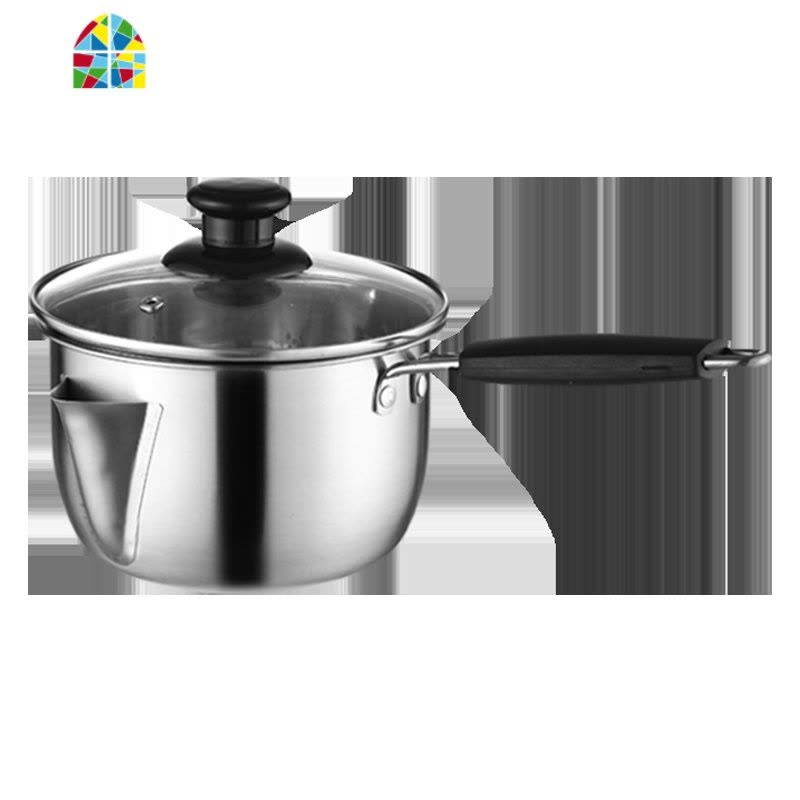 304不锈钢奶锅不粘锅热奶锅小电磁炉婴儿宝宝辅食锅滤油 FENGHOU 304奶锅[可滤油]两用特大号单柄带盖图片
