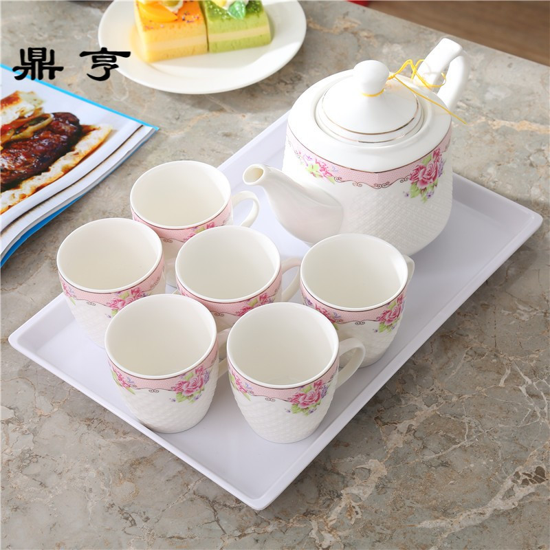 鼎亨陶瓷茶壶套装简约咖啡杯套具家用耐热泡茶壶茶具花茶创意水具