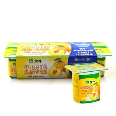 伊利单黄桃果粒杯酸100g*8