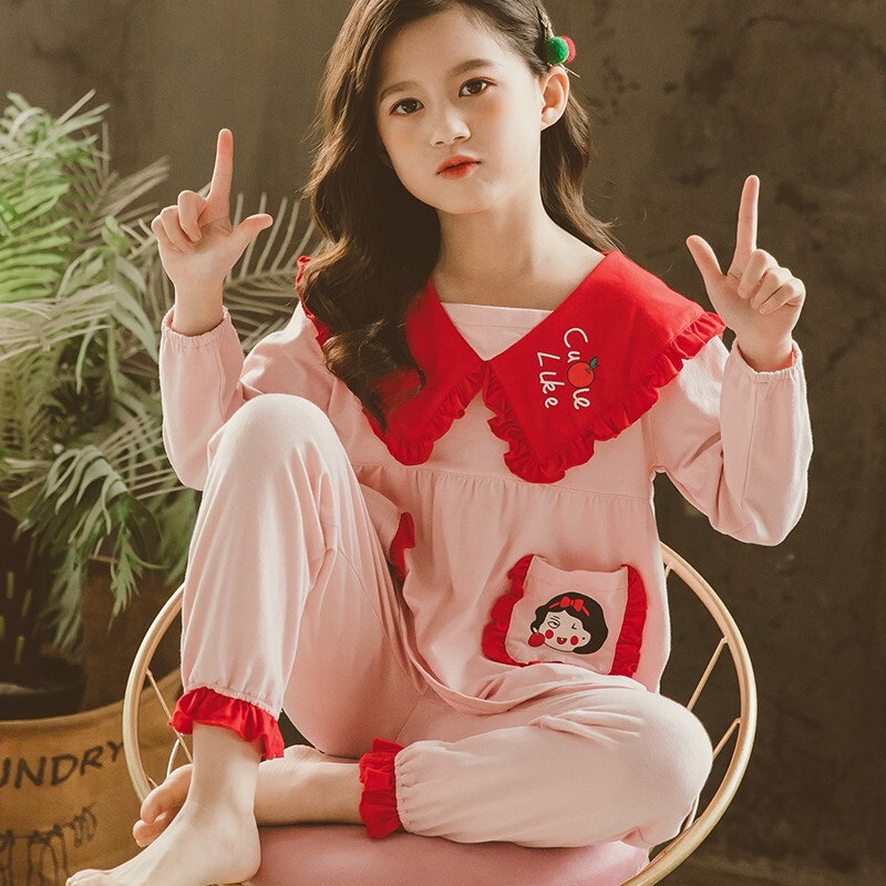 乌鹿女童睡衣家居服春装2021新款睡衣两件套时尚韩版小女孩儿童套装空调服