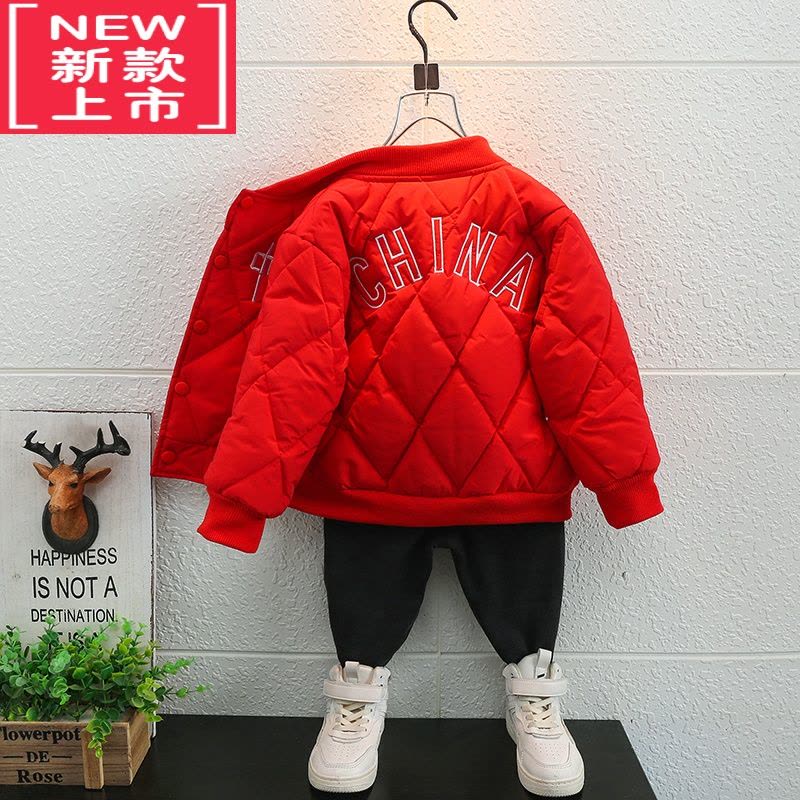 可莉允儿童男童加厚外套2022新款秋冬季加绒棒球服棉衣宝宝冬装夹棉上衣棉服图片
