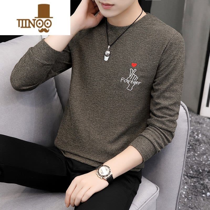 YANXU2023新款薄款毛衣男针织小衫青少年简约长袖T恤卫衣线衣男潮图片