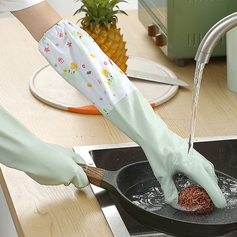 家务洗碗手套加绒橡胶厨房清洁洗衣服刷碗胶皮乳胶家用加长款加绒长款