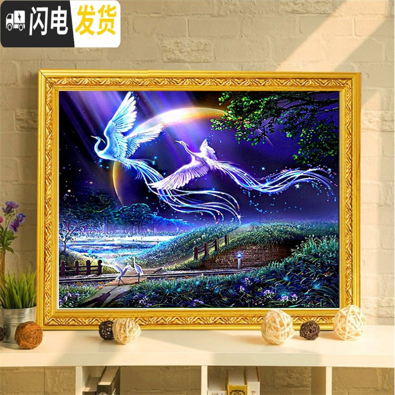 三维工匠简约现代贴钻石画满钻新款客厅比翼双飞点钻石十字绣小幅钻石绣画高清大图