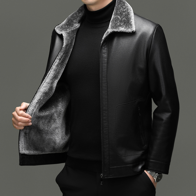 免费试穿 送运费险海宁真皮皮衣男士皮毛一体冬季绵羊皮翻领皮草加厚加绒皮夹克外套高端外套正品官方旗舰店