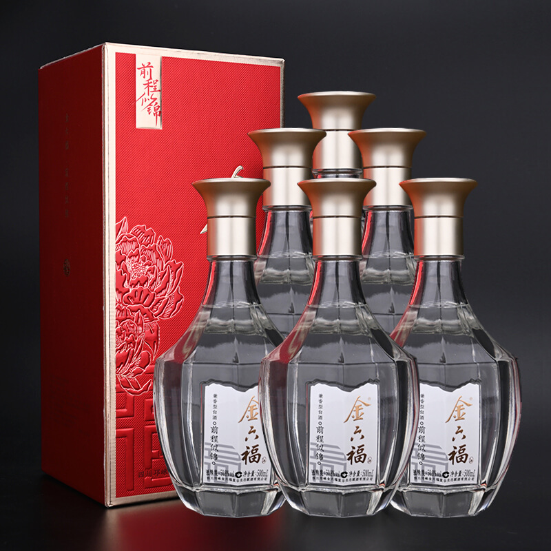 [金六福自营]金六福酒前程似锦50.8度粮食酒兼香型白酒整箱礼盒包装500ml*6瓶