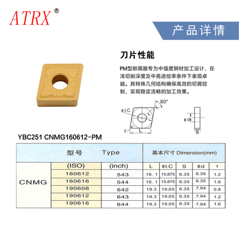ATRX 刀片 YBC251 CNMG160612-PM 片高清大图