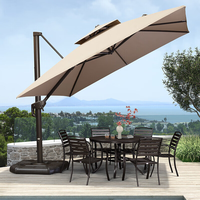 紫叶室外遮阳伞户外伞庭院伞罗马伞摆摊太阳能带灯花园户外太阳伞高清大图