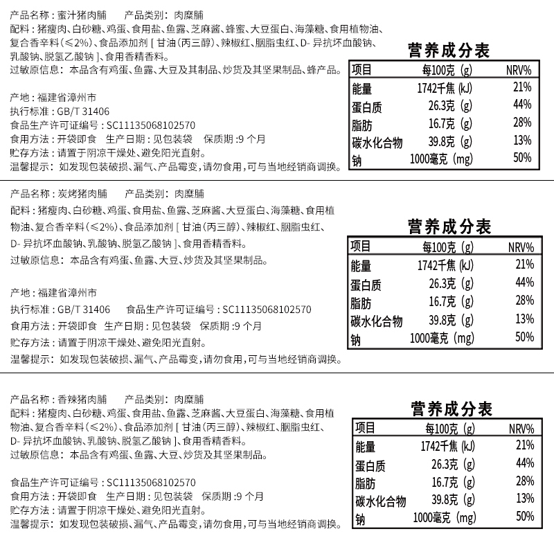 [满199减125元]比比赞猪肉脯[蜜汁味]100g肉干网红零食小吃猪肉铺休闲食品熟食即食下酒菜