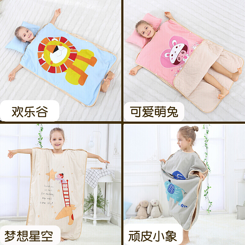 纯棉护肚子宝宝睡袋夏季薄款防踢被子儿童护肚空房防踢被夏天