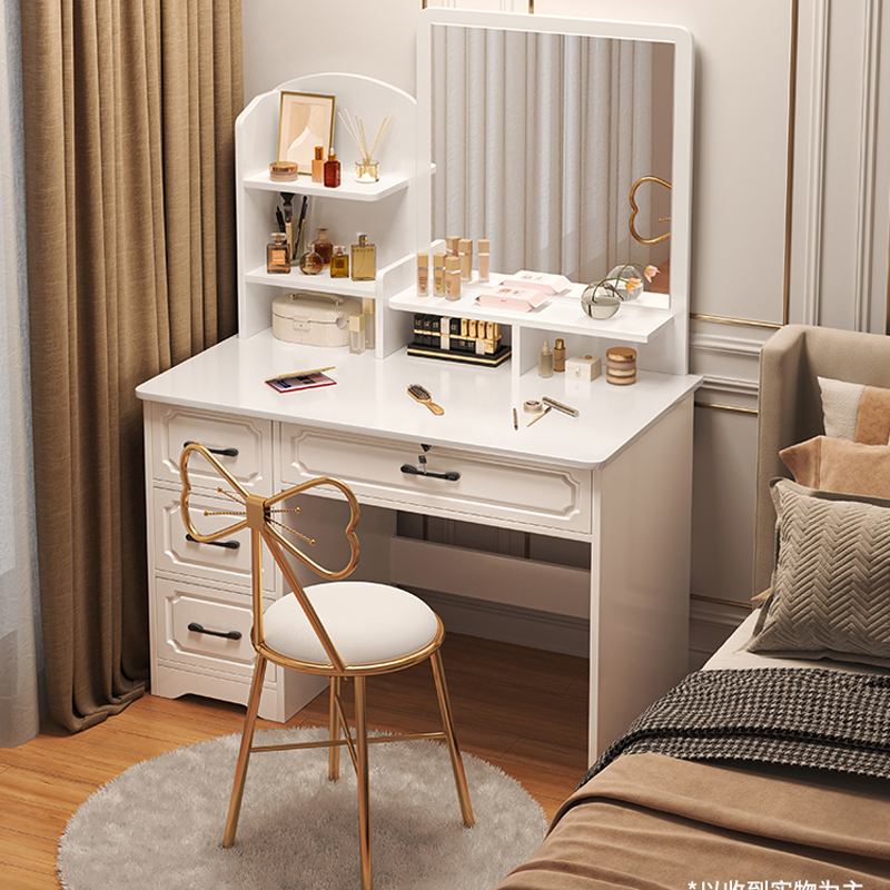 梳妆台卧室现代简约收纳柜一体化妆台主卧新款ins风化妆桌高清大图