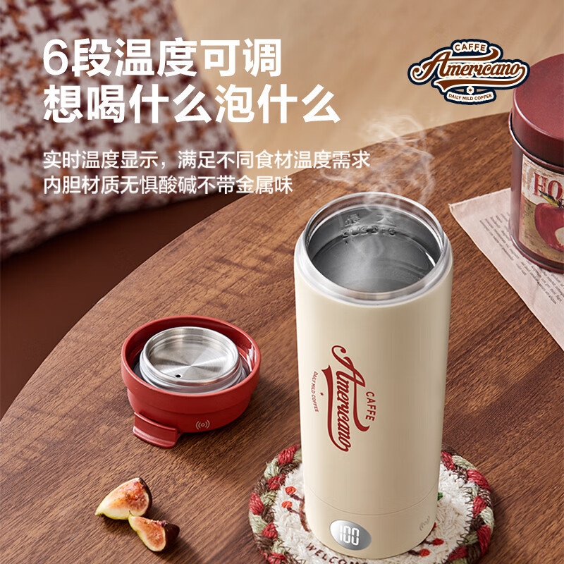苏泊尔(SUPOR)电热水杯316L不锈钢内胆随行烧水杯多段保温便携式烧水壶开水壶烧水电水壶旅行养生 SW-03T01E高清大图