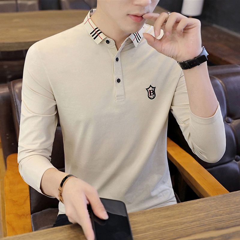 梵克公牛男装长袖t恤薄款夏季外穿polo衫男士休闲翻领上衣棉反领体桖