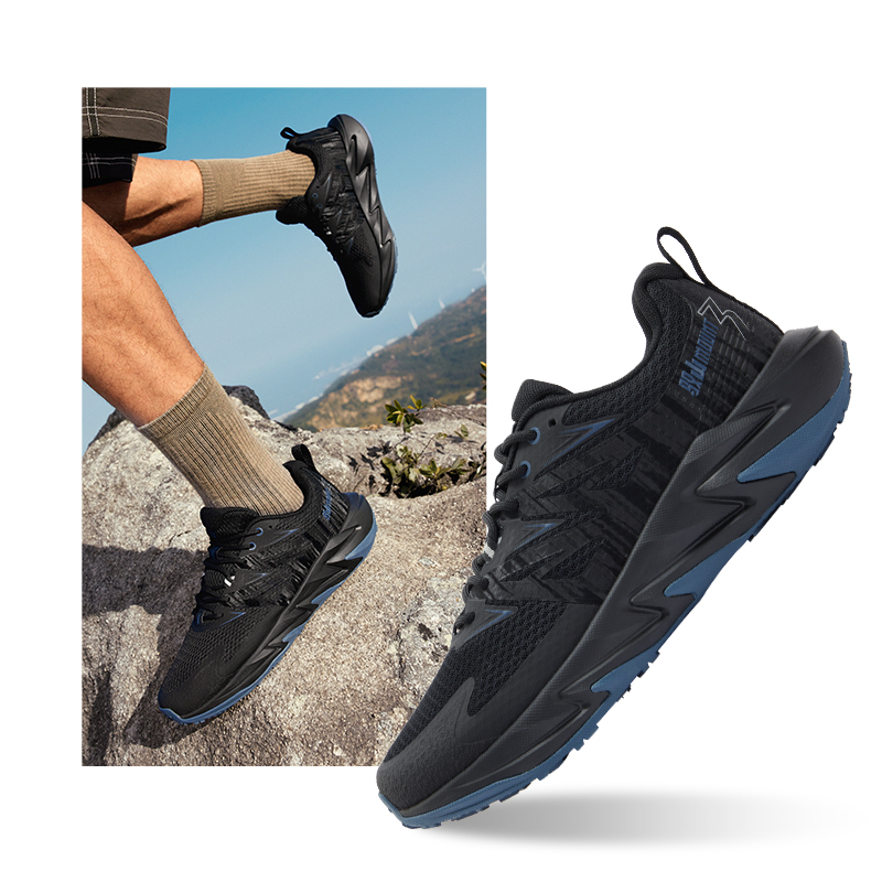 361°男鞋运动鞋新款男常规跑鞋672512234 曜石黑/怀旧蓝 42码