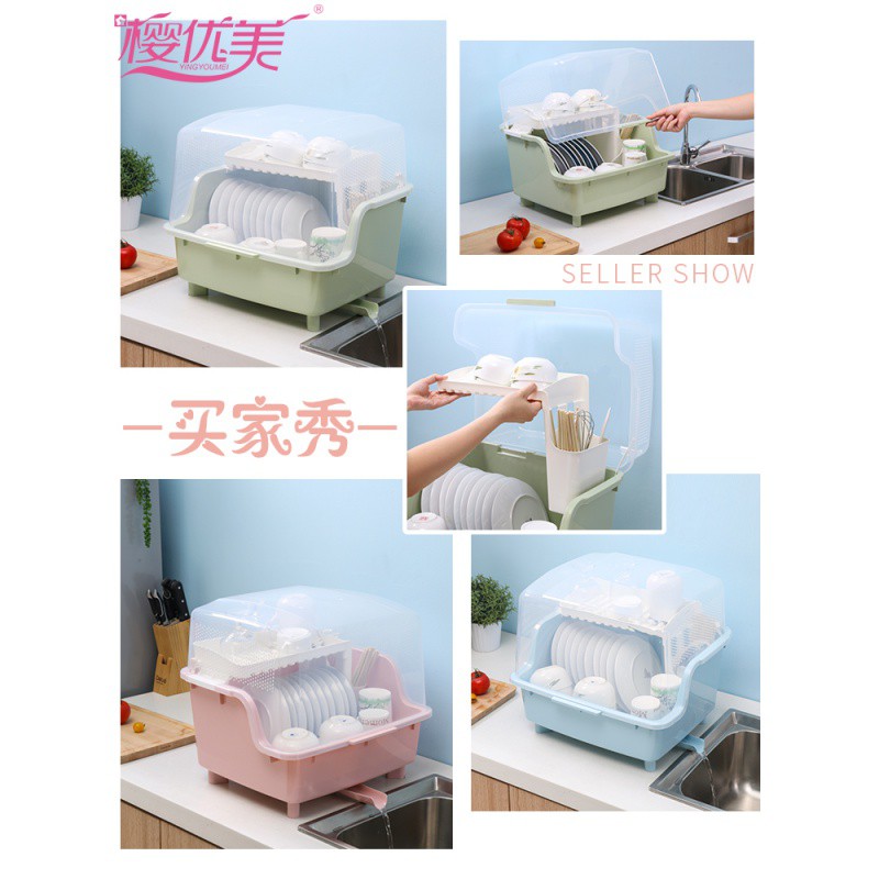 碗柜经济型碗盘杯子沥水架家用大透气防尘放碗碟架塑料厨房收纳架收纳层架 三维工匠高清大图