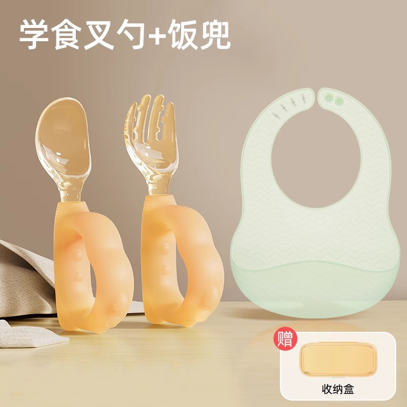 宝宝饭勺婴幼儿学吃饭训练自主进食辅食叉子勺子儿童餐具套装2255