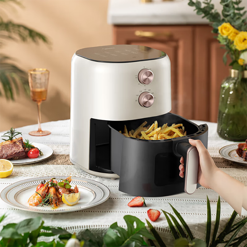 美的(Midea)空气炸锅 家用4.5L大容量 可视化窗 精准控温 不沾易清洗双旋钮 MF-KZE459X9BD高清大图