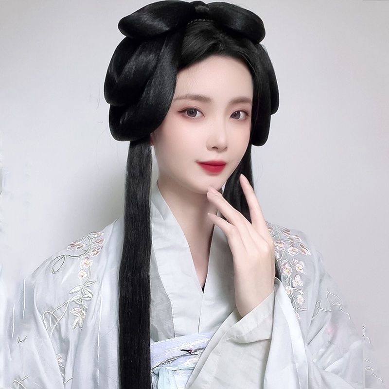bb夹款麻花包发片古装汉服假发一体式蝴蝶结小辫子发束宋制明制软发箍