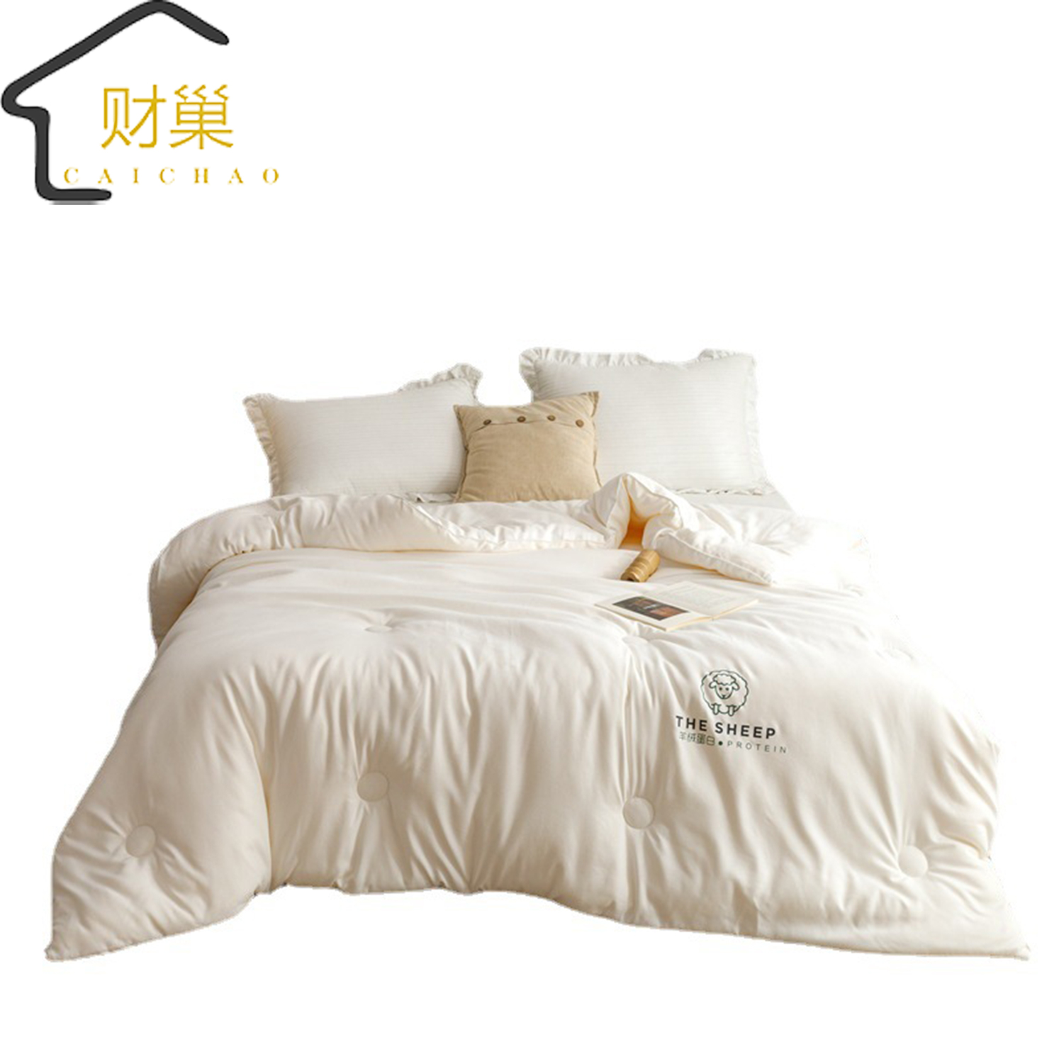 财巢 羊绒蛋白大豆纤维被 200*230cm(颜色可备注) 约8斤秋冬被 /条高清大图
